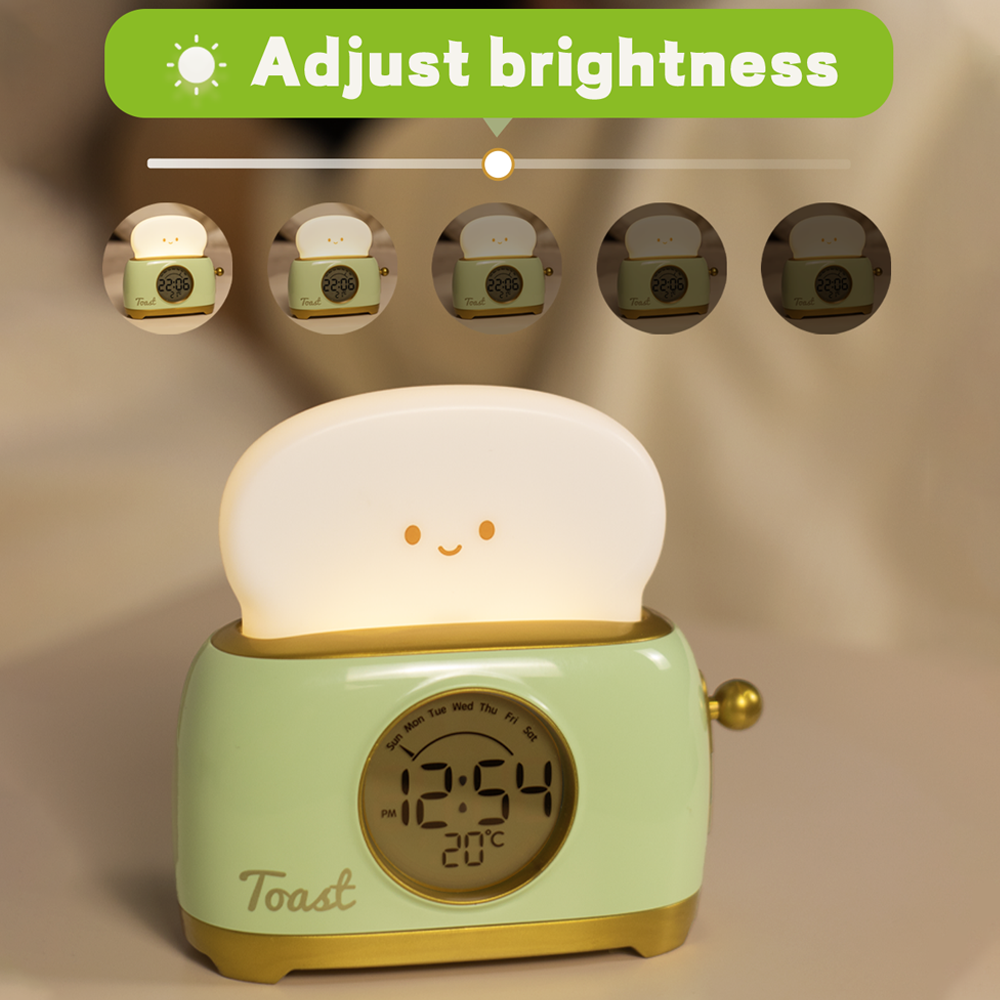 Kid Alarm Clock LED Night Light Digital Cute Bedside Clock Childrens Sleep Trainer Temperature Disp 1