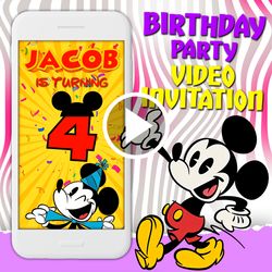 Mickey mouse video invitation, Mickey mouse birthday party animated invite, Mickey mouse Disney mobile digital video