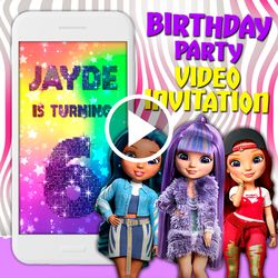 Rainbow high video invitation, dolls birthday party animated invite, rainbow high mobile digital custom video evite