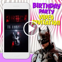 Batman video invitation, justice league birthday party animated invite, DC superheroes mobile digital custom video evite