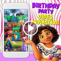 Encanto video invitation, Encanto birthday party animated invite, Madrigal mobile digital custom video evite, e invite