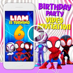 Spidey and his amazing friends video invitation, Spidey birthday party animated invite, Disney mobile digital video