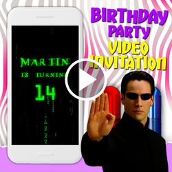 The matrix video invitation, matrix birthday party animated invite, virtual mobile digital custom video evite, e invite