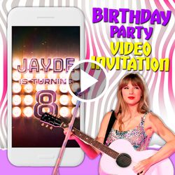 Taylor Swift video invitation, Eras tour birthday party animated invite, mobile digital custom video evite, e invitation