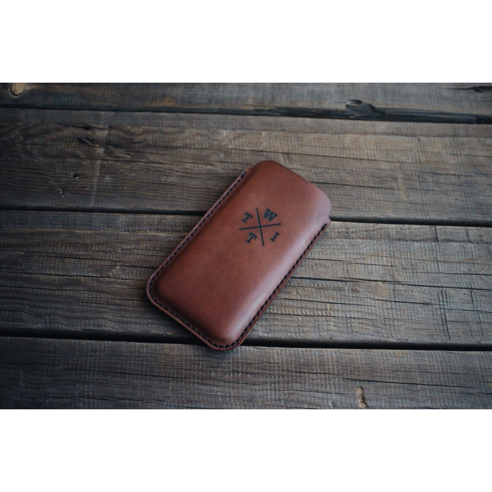 IPhone Leather Sleeve SE XS 11 12 13 14 15 16 Pro Max Leather Pouch Monogram 1