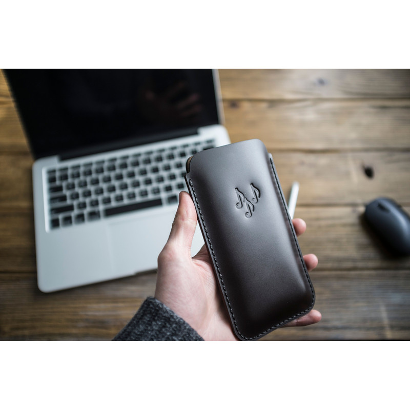 IPhone Leather Sleeve SE XS 11 12 13 14 15 16 Pro Max Leather Pouch Monogram 5