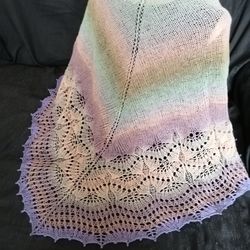gradient shawl, Shawl, lace shawl, wool shawl, soft shawl