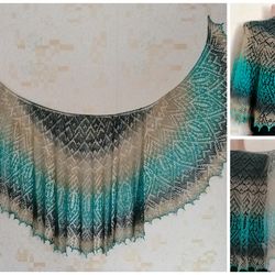 Wool Gradient Shawl, lace shawl, shawl, soft shawl, gradient semi-circular shawl
