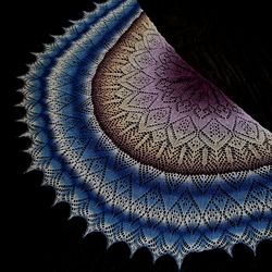 Blue wool Gradient Shawl, lace shawl, shawl, soft shawl, gradient semi-circular shawl