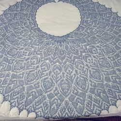 Blue Linen Shawl, lace shawl, shawl, soft shawl, round shawl, crescent-shaped shawl