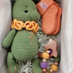 Soft toy. Baby box, stuffed dragon toy, rodent dolphin