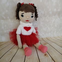 An elegant doll, doll as a gift, doll, knitted doll, interior doll, game doll, doll in clothes