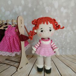 Game doll, the doll in pink, doll, knitted doll, interior doll, game doll, doll in clothes