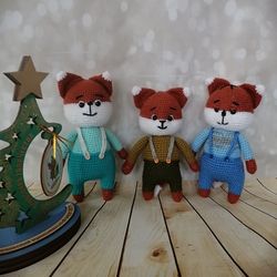 A stuffed Fox toy, stuffed toy, knitted Fox