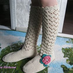 Knitted boots, boots, women's boots