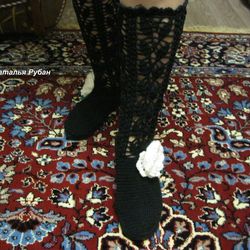 Black boots, Knitted boots, boots, women's boots