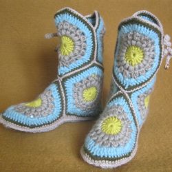 Ugg boots, homemade knitted boots,Knitted boots, boots, women's boots