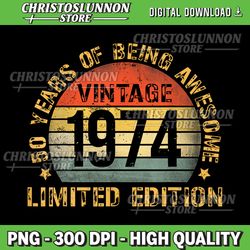 turning 50 birthday decorations men png, 50th bday 1974 birthday png, 50th birthday 1974 vintage style png