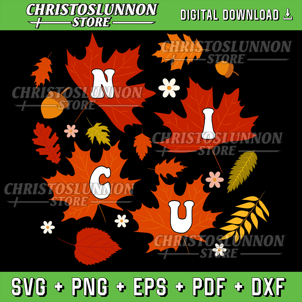 Groovy Autumn NICU Nurse Maple Leaf Fall Vibes Daisy Flower Svg Autumn Leaves And Chill Vibes Svg Fall Design Svg 0