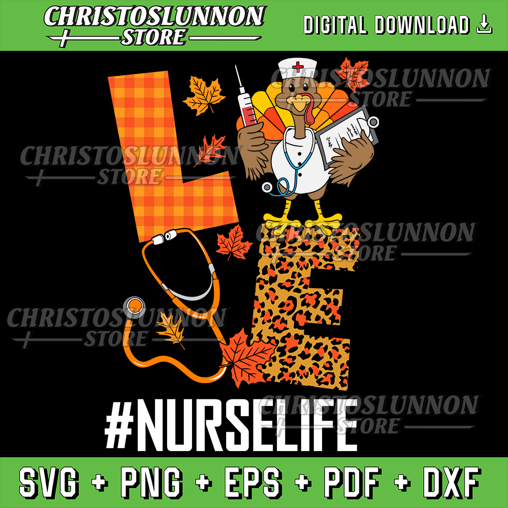 Love Turkey Stethoscope Nurse Life Thanksgiving Fall Svg Love Fall Prevention Thanksgiving Nurse OT SLP PTA Svg 0