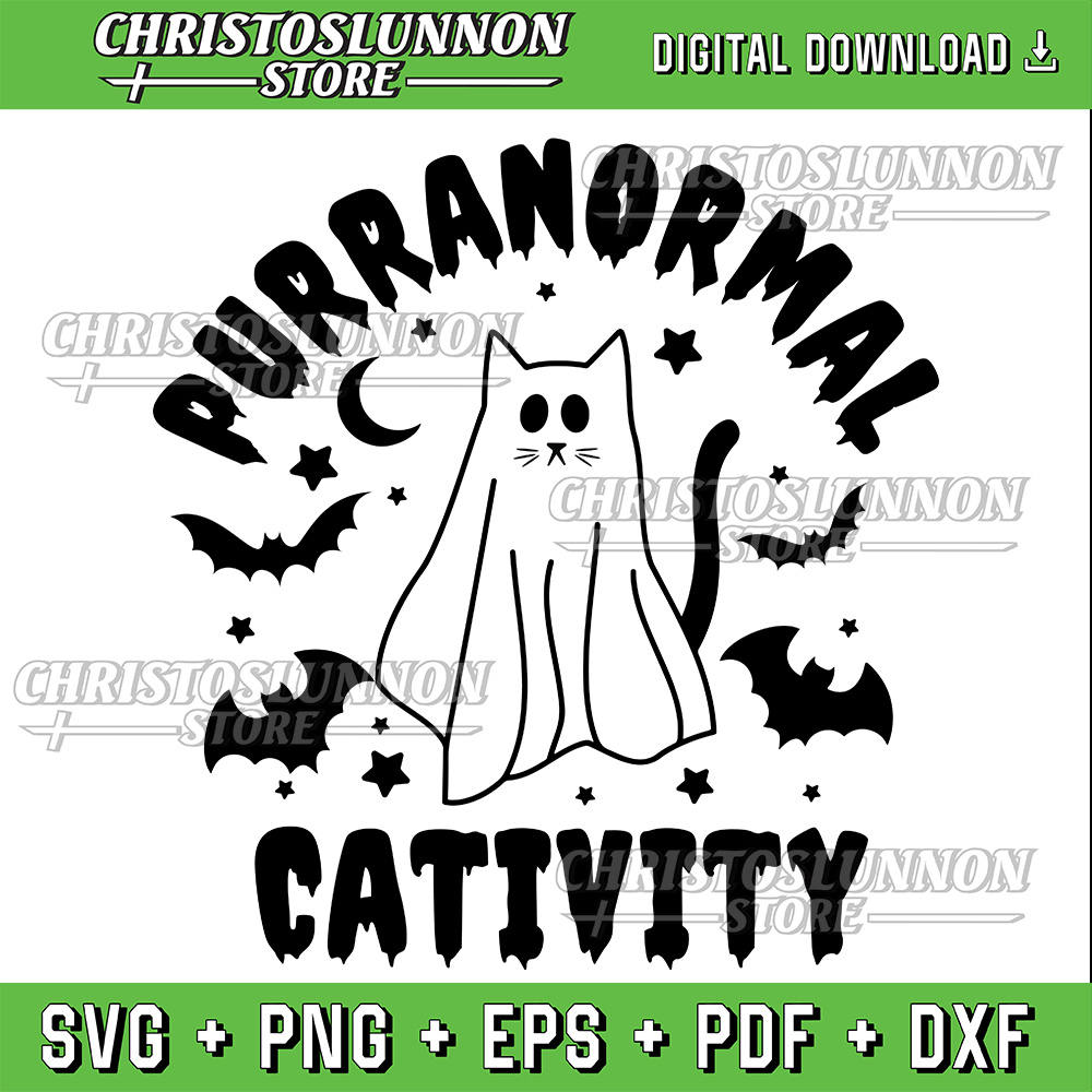 Purranormal Cativity Svg Download Cricut Cutfile Vector Clipart Halloween Ghost Pets Animals Cat 0