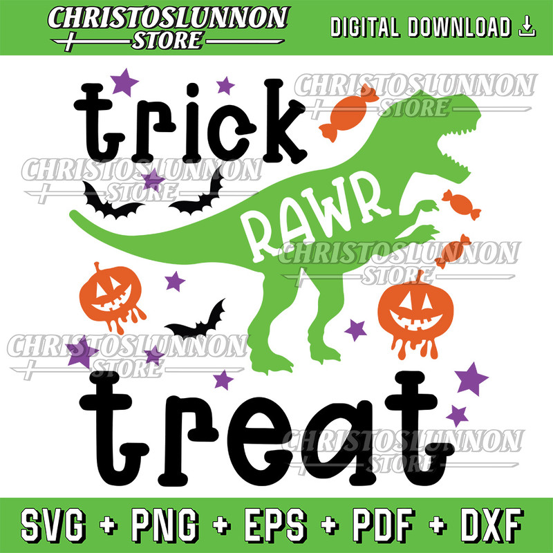 Trick Rawr Treat Svg Boys Halloween Svg Kids Halloween Svg Halloween Tote Svg Halloween Candy Bag Svg 0