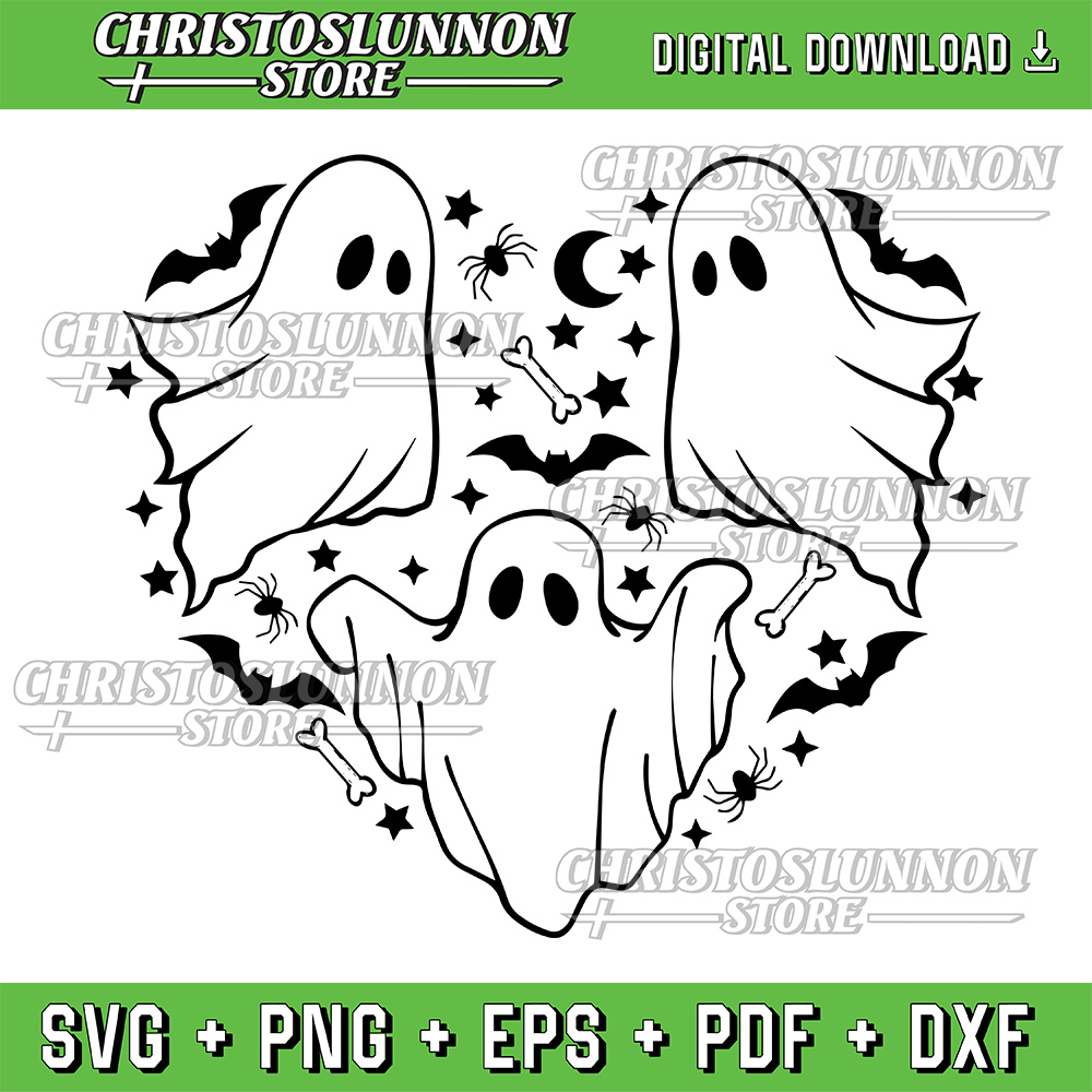 Ghost Heart SVG Halloween Svg Spooky Season Svg Ghost Clip Art Boo Svg Kids Halloween Svg Svg Files For Cricut 0