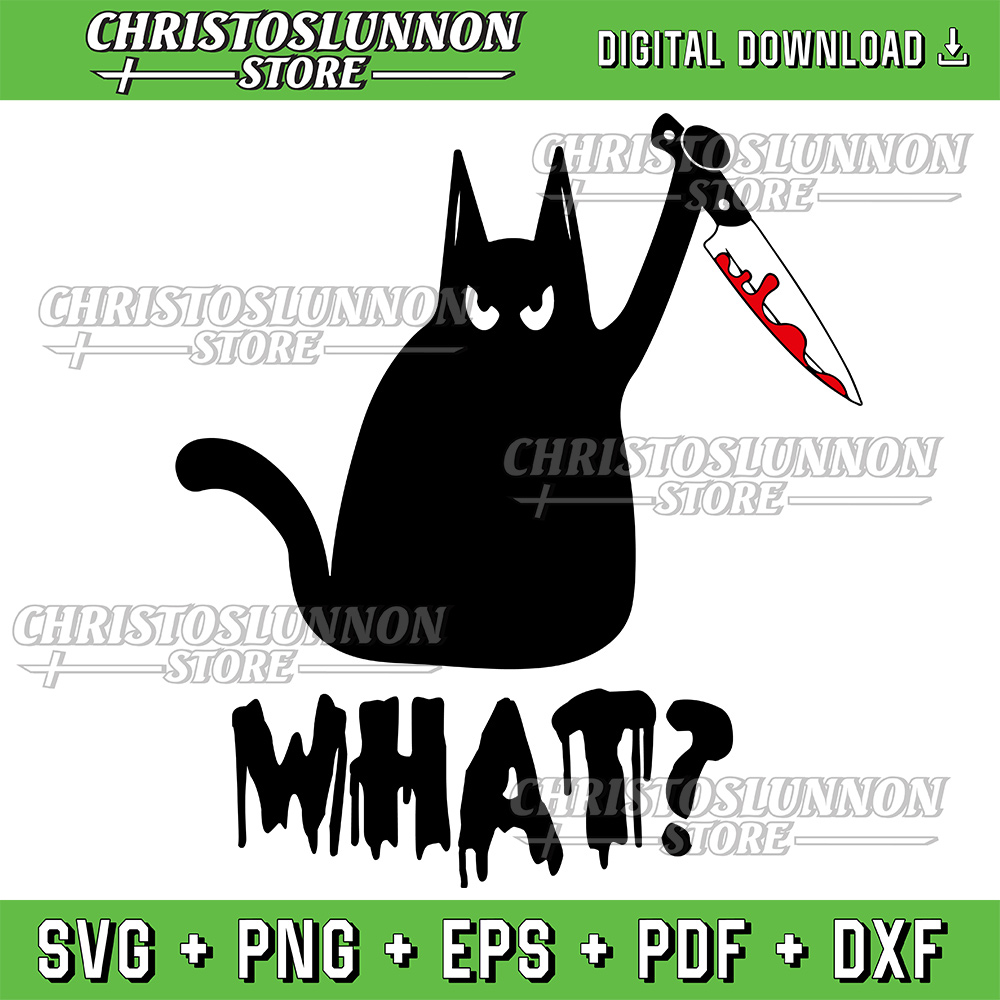 Cat What SvgFunny Black Cat Svg Murderous Cat With Knife Pullover Svg Knife Murderous Cat Svg Funny Cat Lover Svg 0