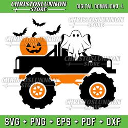monster truck ghost pumpkin halloween costume svg, monster truck svg sublimation design download, truck svg