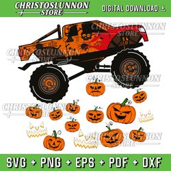 monster truck pumpkin jack o lantern halloween svg, monster truck svg design download, truck svg, halloween truck svg