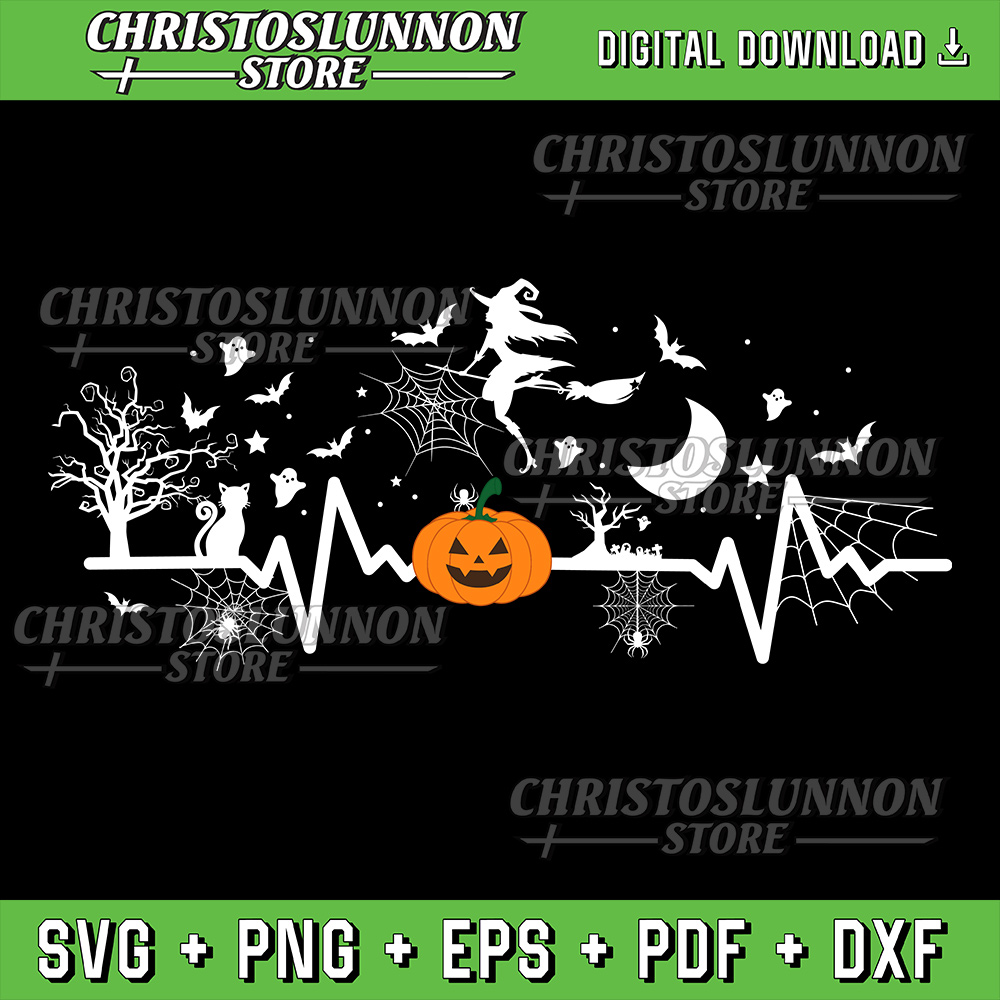 Funny Halloween Pumpkin Heartbeat Svg Spooky Svg Halloween Svg Silhouette Svg Svg Designs Pumpkin Svg 0