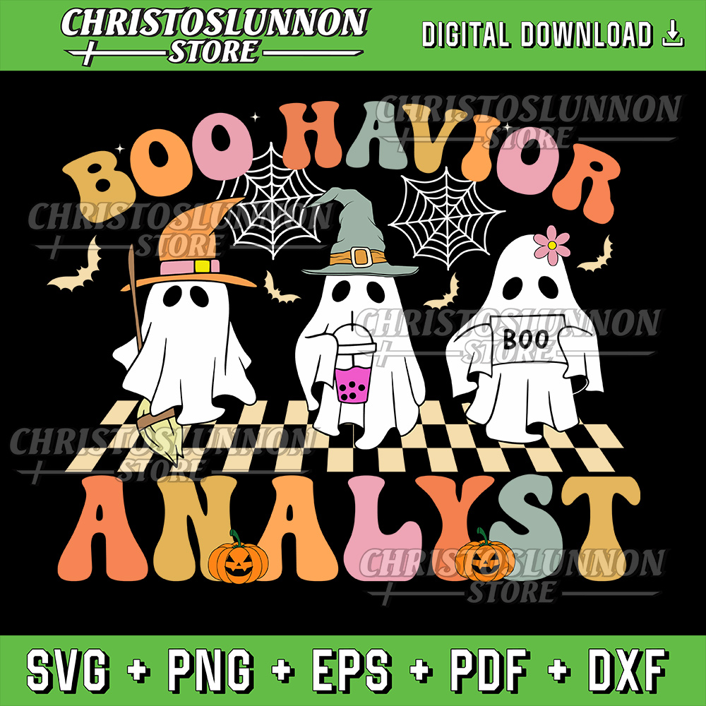 Retro Ghost Boo Havior Svg Analyst Therapist BCBA Halloween Svg Halloween Svg Ghost Boo Svg Cute Ghost Svg 0