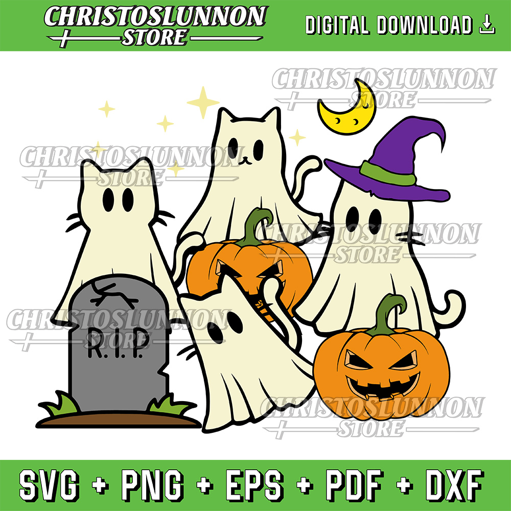 Halloween Black Cats Ghosts Costume Svg Halloween Cat Svg Halloween Svg Halloween Pumpkin Cat Svg 0