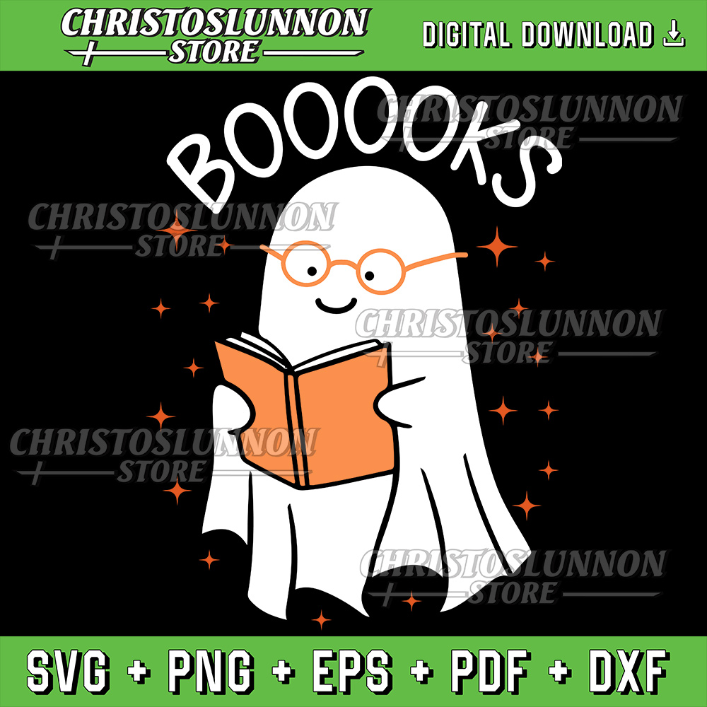 Booooks Ghost Funny Halloween Teacher Book Library Reading Svg Read More Books Svg Cute Ghost Book Nerd 0