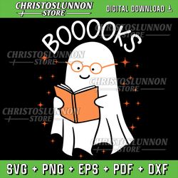 booooks ghost funny halloween teacher book library reading svg, read more books svg, cute ghost book nerd