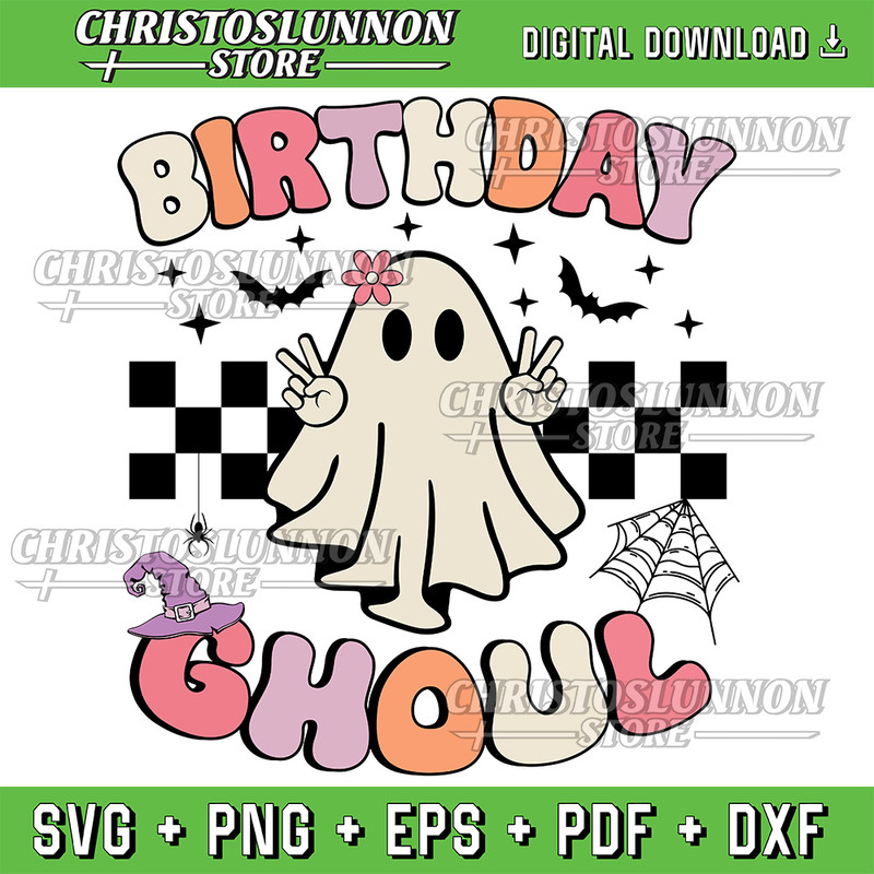 Halloween Birthday Ghoul BDay Party Anniversary Svg Groovy Halloween Svg Cute Ghost Birthday Halloween Party Svg 0