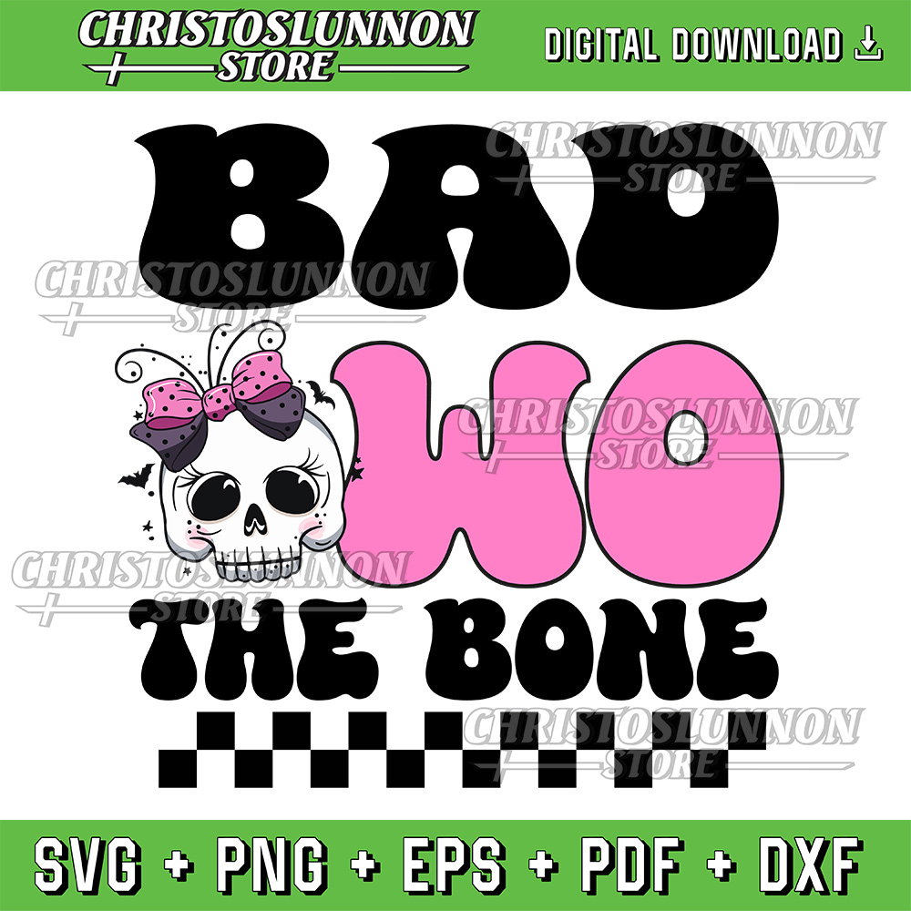Bad Two The Bone Halloween Svg Sublimation Design Skull Svg Hot Ghoul Fall Boys Fall Svg Digital Cut Files 0