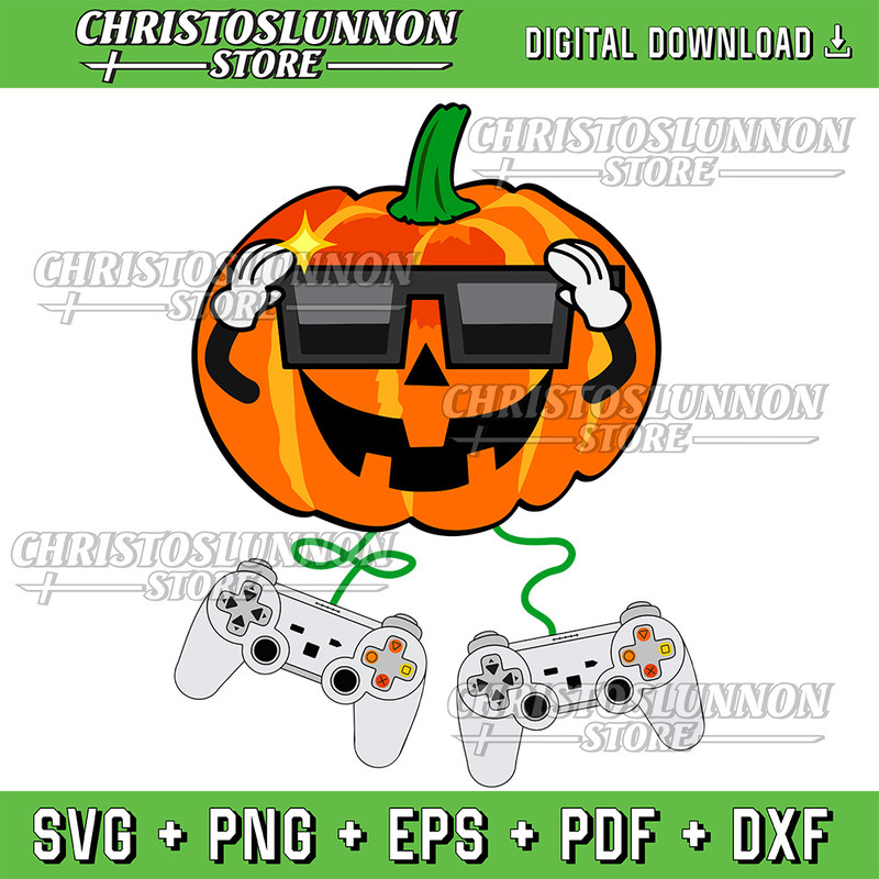 Halloween Jack O Lantern Gamer Boys Kids Men Funny Halloween Svg Floral Pumpkin Svg Spooky Season Svg 0