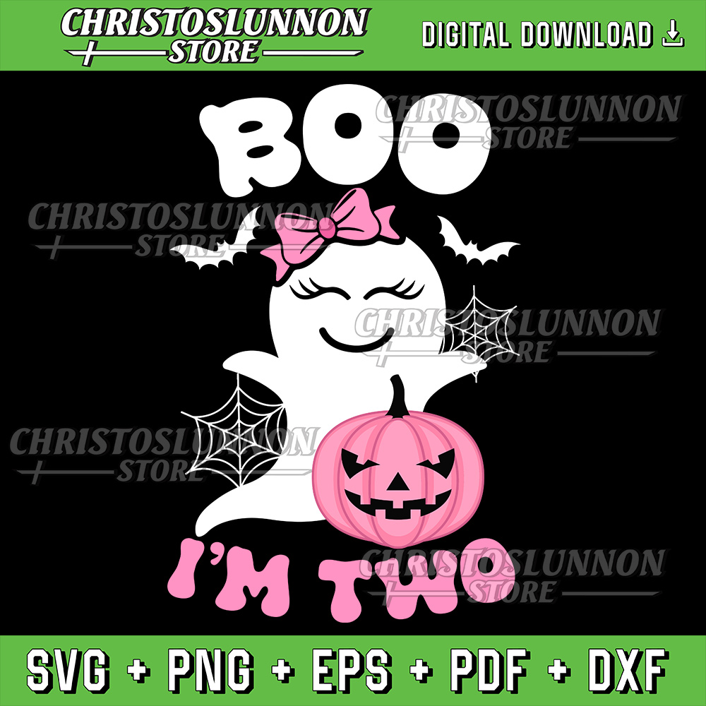 Kids Ghost Boo Im Two Yr 2nd Birthday Kids Halloween Groovy Svg 2nd Birthday Kids Halloween Groovy Svg 0