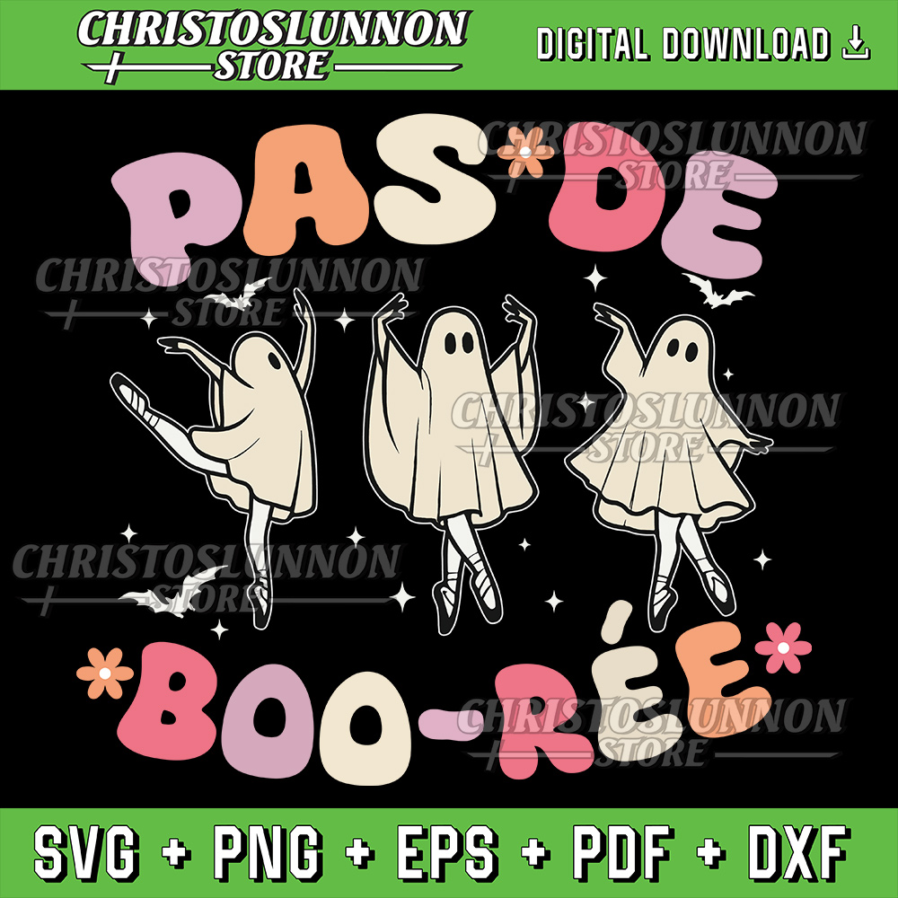 Pas De SVG Spooky Season Svg Retro Halloween Svg Ballet Ghost Svg Ballet Dancer Svg Halloween Dance Teacher Svg D 0