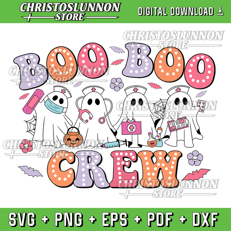 BooBoo Crew Svg File Ghost Nurse Svg Funny Nurse Svg Cute Ghost Svg Halloween Svg Nursing Svg 0
