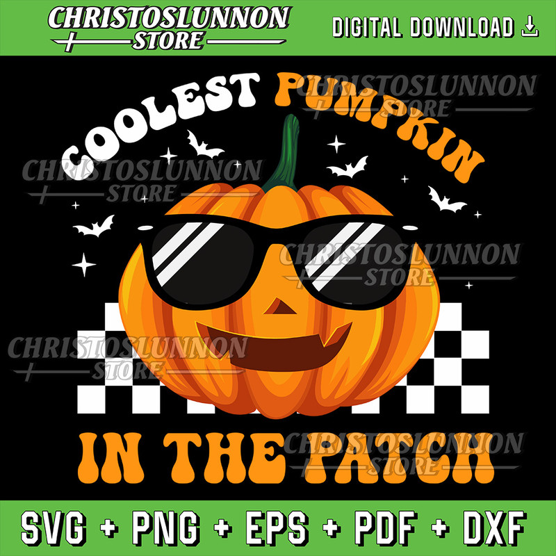 Coolest Pumpkin In The Patch Svg Distressed Svg Retro Pumpkin Svg Fall Svg Boy Halloween Svg Thanksgiving Svg 0