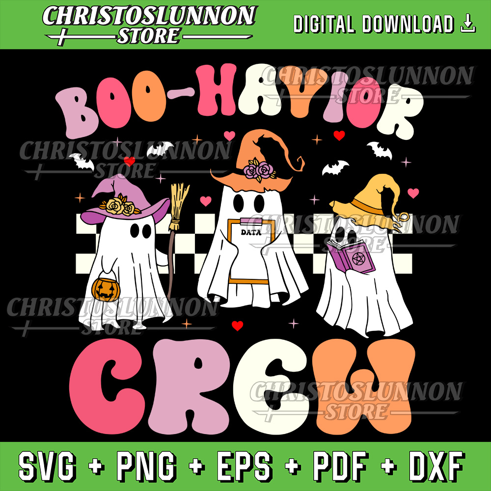 Behavior Analyst Halloween ABA Cute Ghost Boohavior Crew Svg Behavior Analyst Halloween ABA Ghost Boohavior Svg 0