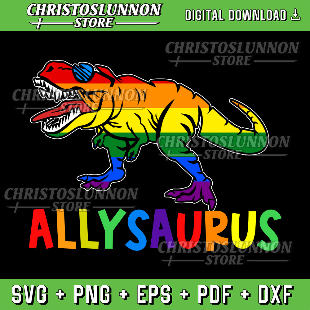 Allysaurus LGBT Svg Dinosaur Rainbow Flag Ally LGBT Pride Svg Rainbow Svg Dinosaur Svg Rainbow LGBT 0