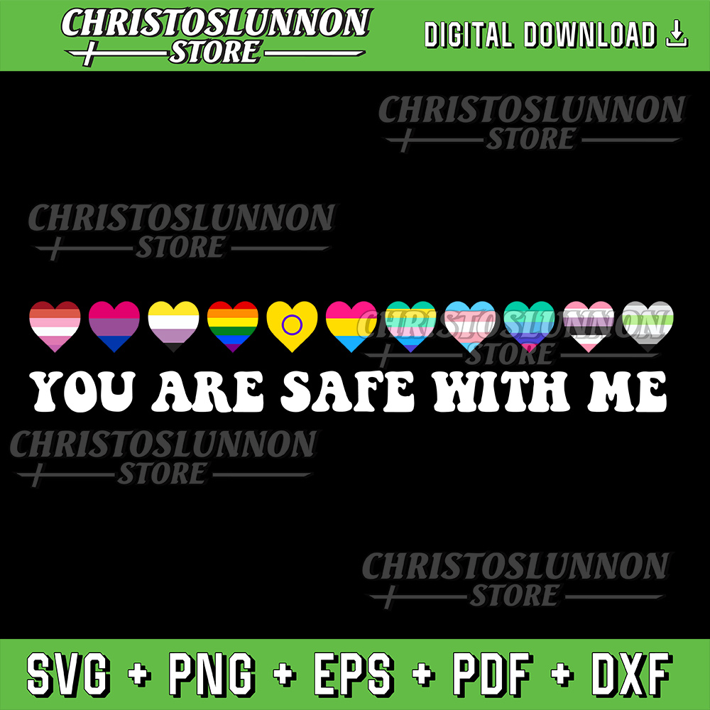 Womens Retro You Are Safe With Me Svg Rainbow Bi Transgender LGBT Pride Svg LGBT Friendly Svg Rainb 0