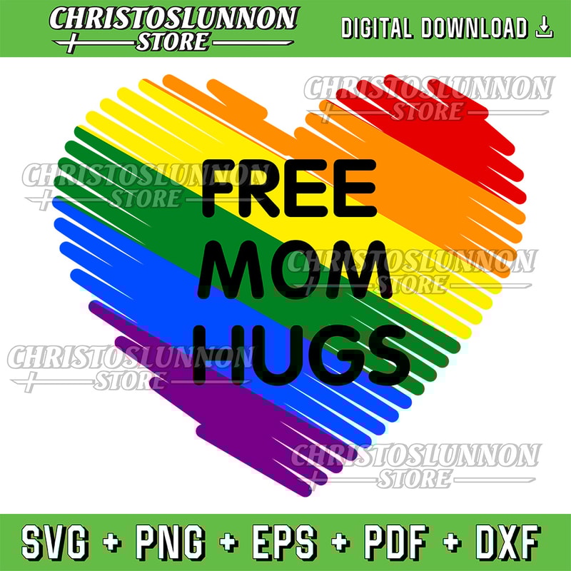 Free Mom Hugs Svg Rainbow Pride LGBT Svg Rainbow Gay Pride Svg Equality Gifts Rainbow Heart Svg Gay 0