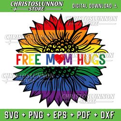 free mom hugs svg, lgbt pride mom daisy rainbow flower mother day svg, rainbow flower svg, bisexual svg, equality svg