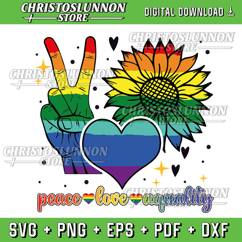 Peace Love Equality Rainbow Svg Flag Gay Pride Proud LGBT Outfit Svg Gay Pride Svg Pride Month Svg 0