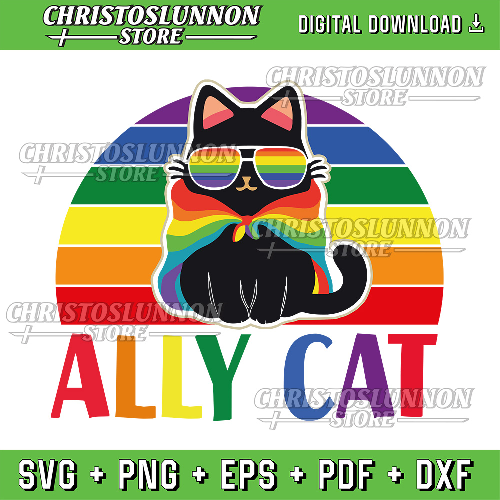 LGBT Ally Cat Svg Be Kind Gay Rainbow Funny LGBTQ Flag Gay Pride Svg Ally Cat LGBT Gay Rainbow Prid 0
