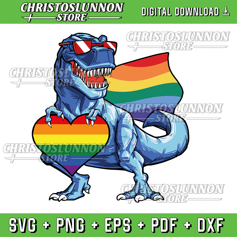 Dinosaur Gay Pride LGBT Rainbow Flag T Rex Sunglasses LGBTQ Svg Gay Pride Dino T Rex Rainbow Flag L 0